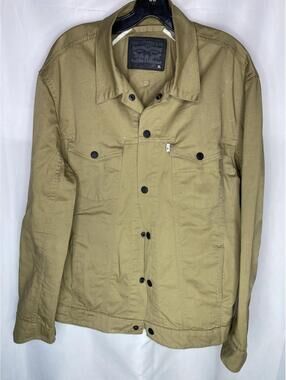 Levi's Men's Size XL Trucker Jacket Beige Button Logo Pockets Casual